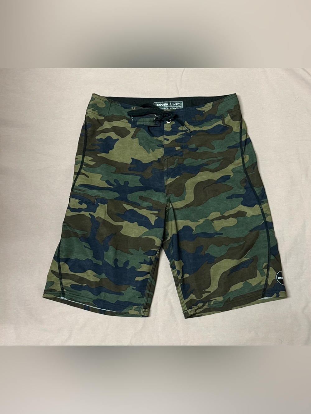 O’Neill Hyperfreak Boys Camo Stretch Board Shorts Size 25 No Liner